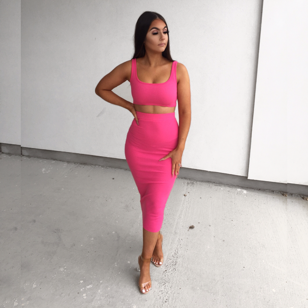 Neon pink two clearance piece set