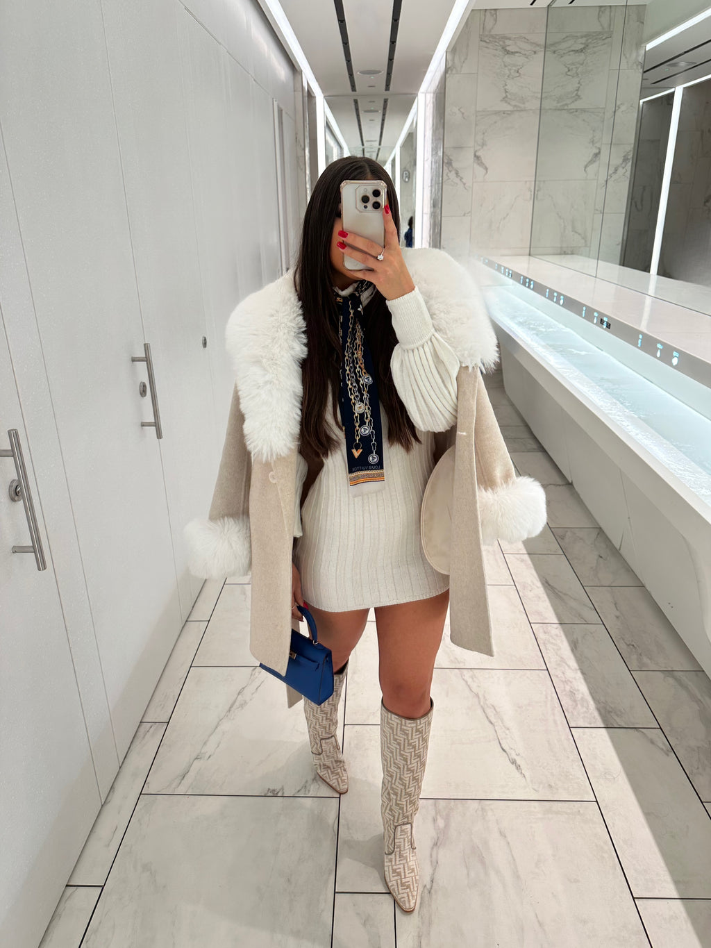 ‘FITZROVIA’ Faux Fur Wool Coat