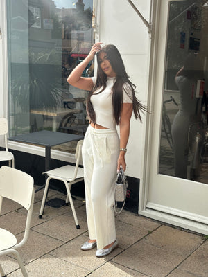 ‘LORO‘ Knitted Straight trousers - Cream
