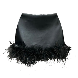 ‘SIDE‘ Feather Trim Skirt