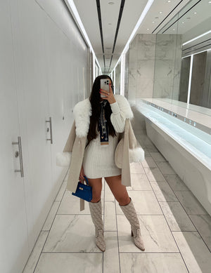 ‘FITZROVIA’ Faux Fur Wool Coat