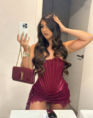 ‘CLARET’ Lace Corset Dress - Burgundy