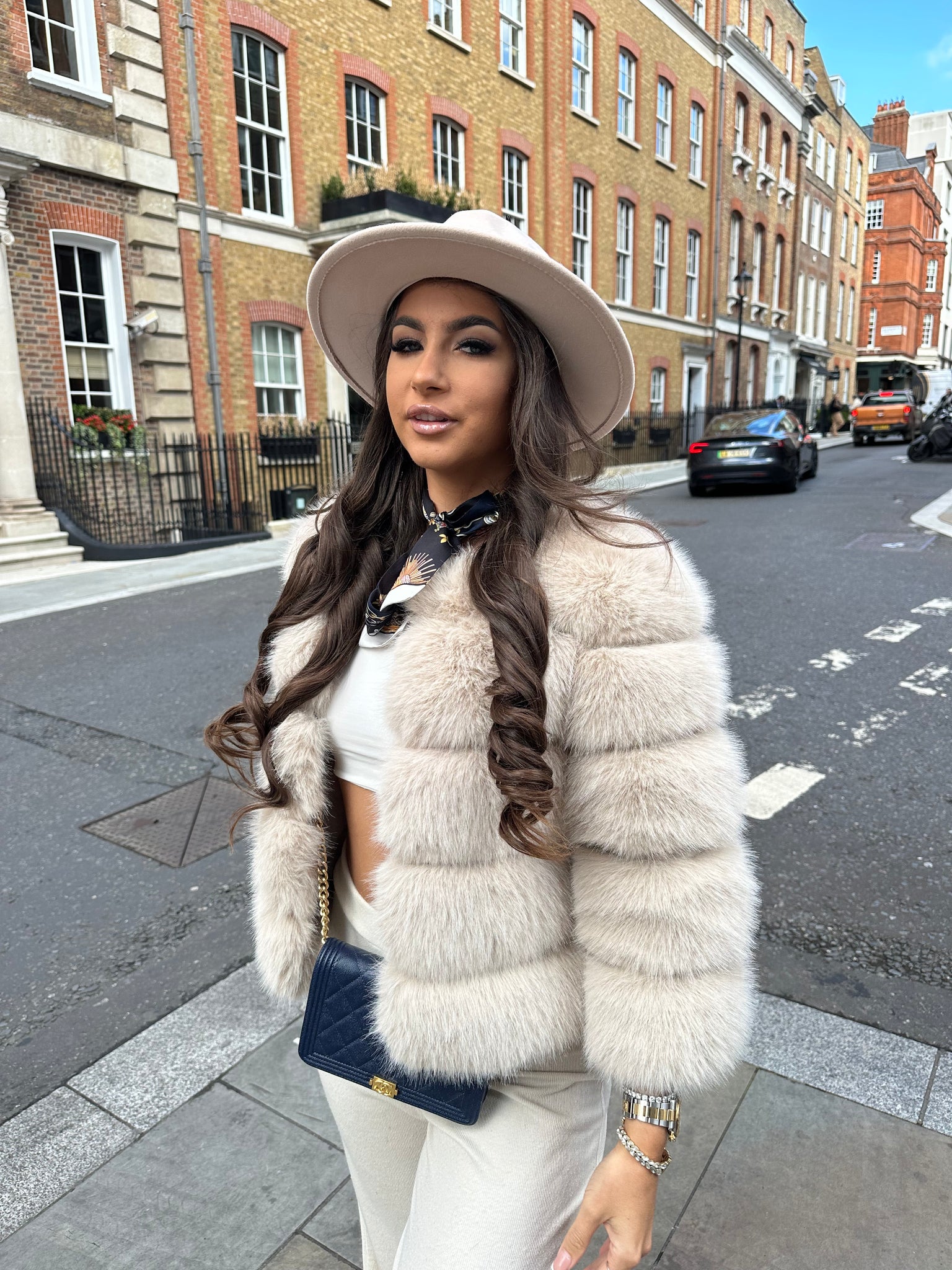 ‘FASHION WEEK’ Faux Fur Coat - Beige