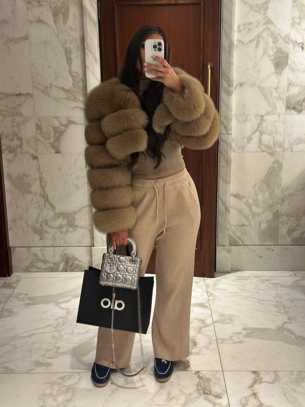 ‘LORO‘ Knitted Straight trousers - Beige