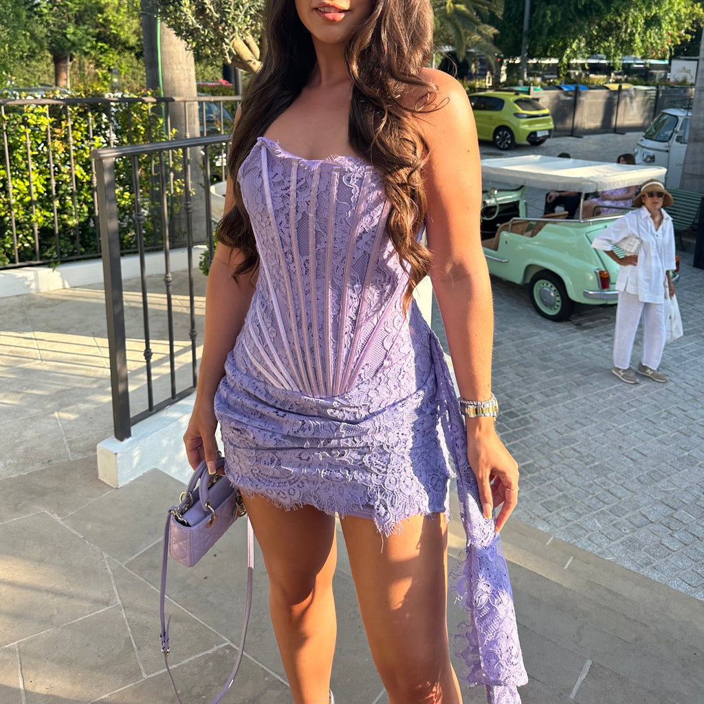 ‘CLARET’ Lace Corset Dress - Lilac