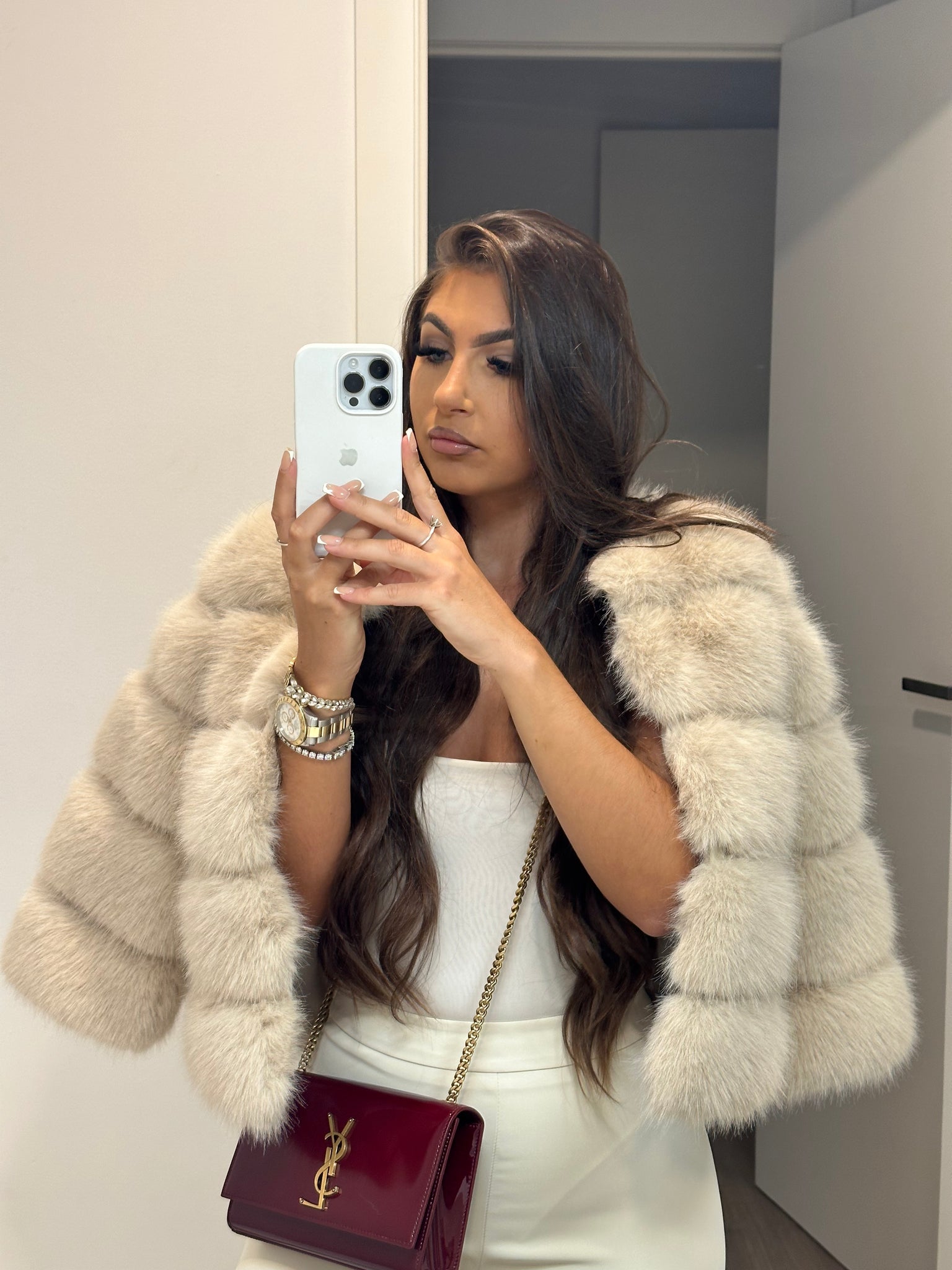 ‘FASHION WEEK’ Faux Fur Coat - Beige