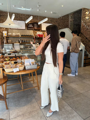 ‘LORO‘ Knitted Straight trousers - Cream
