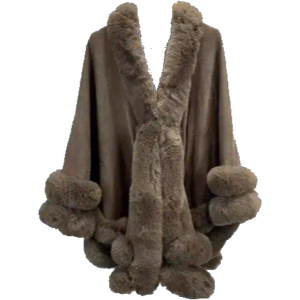 ‘VIP’ Faux Fur Cape - Mocha