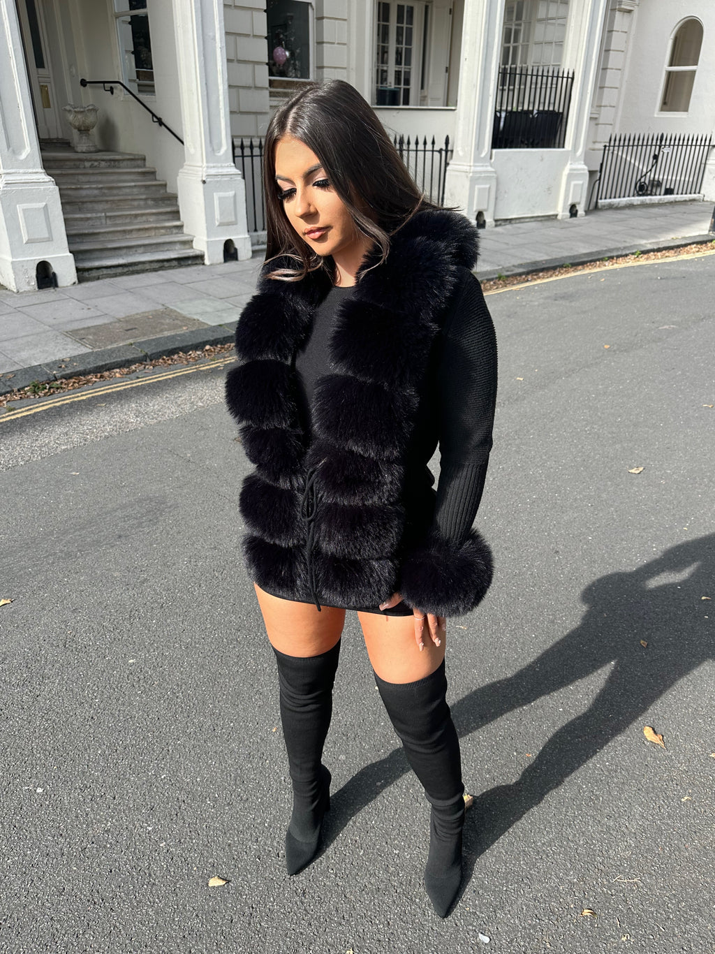 ‘NEW SEASON’ Faux Fur Cardigan - Black