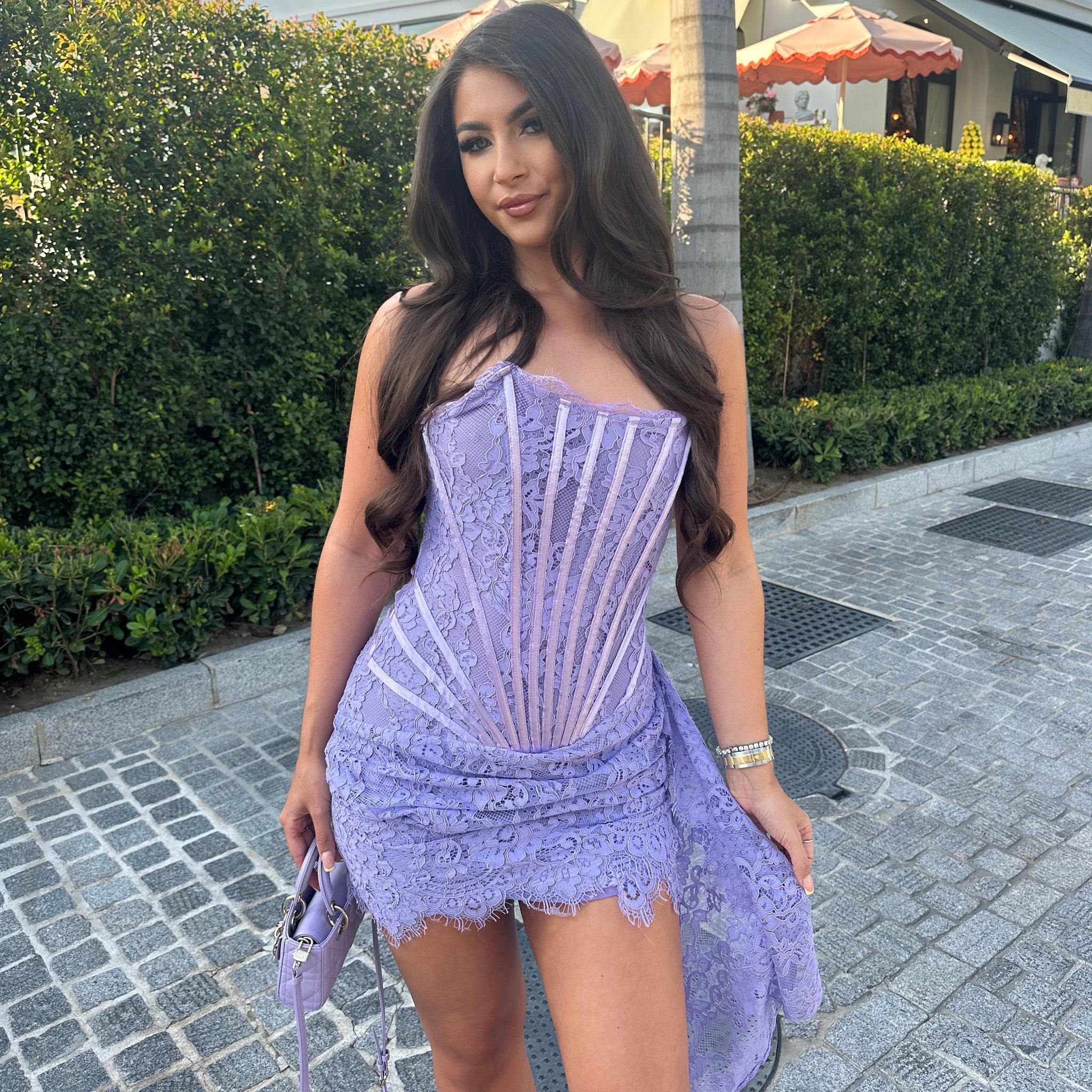 ‘CLARET’ Lace Corset Dress - Lilac