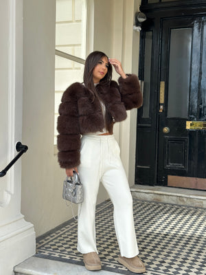 ‘LORO‘ Knitted Straight trousers - Cream