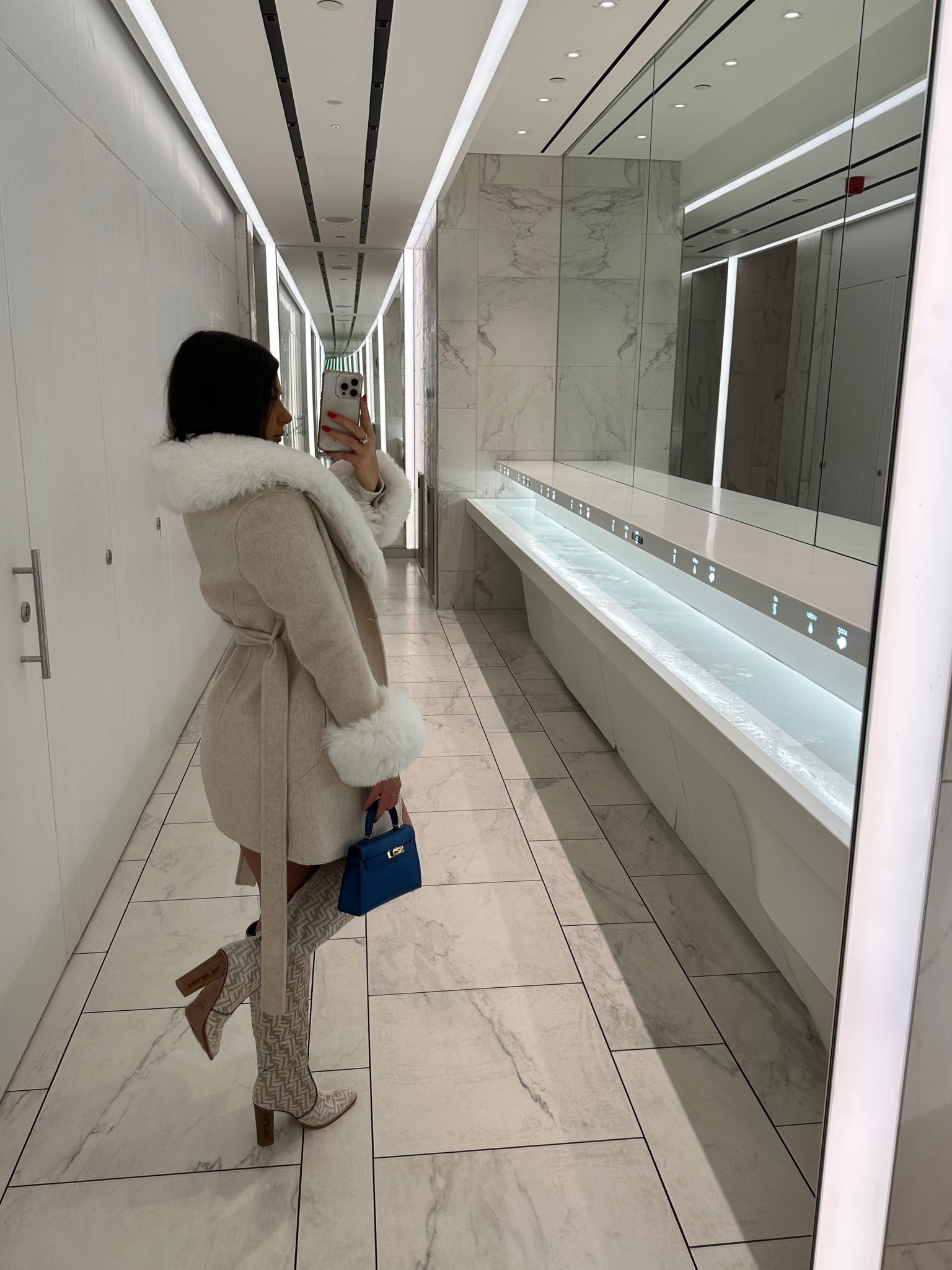‘FITZROVIA’ Faux Fur Wool Coat