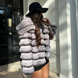 Women's chinchilla fur coat cheap