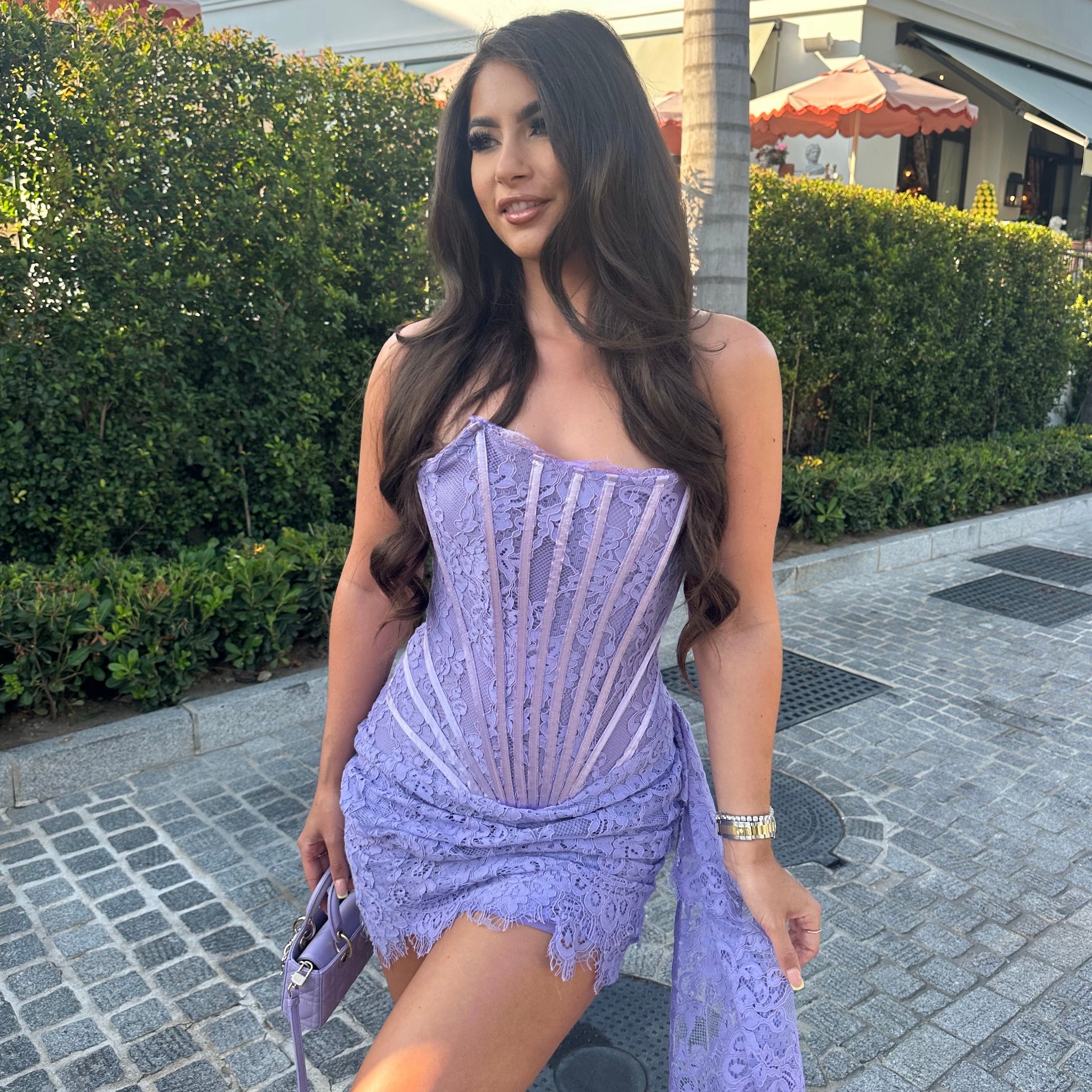 ‘CLARET’ Lace Corset Dress - Lilac