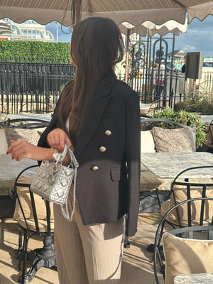 ‘JORDAN’ Military Style Blazer - Black / Silver Button