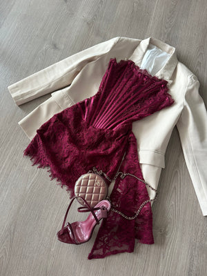 ‘CLARET’ Lace Corset Dress - Burgundy