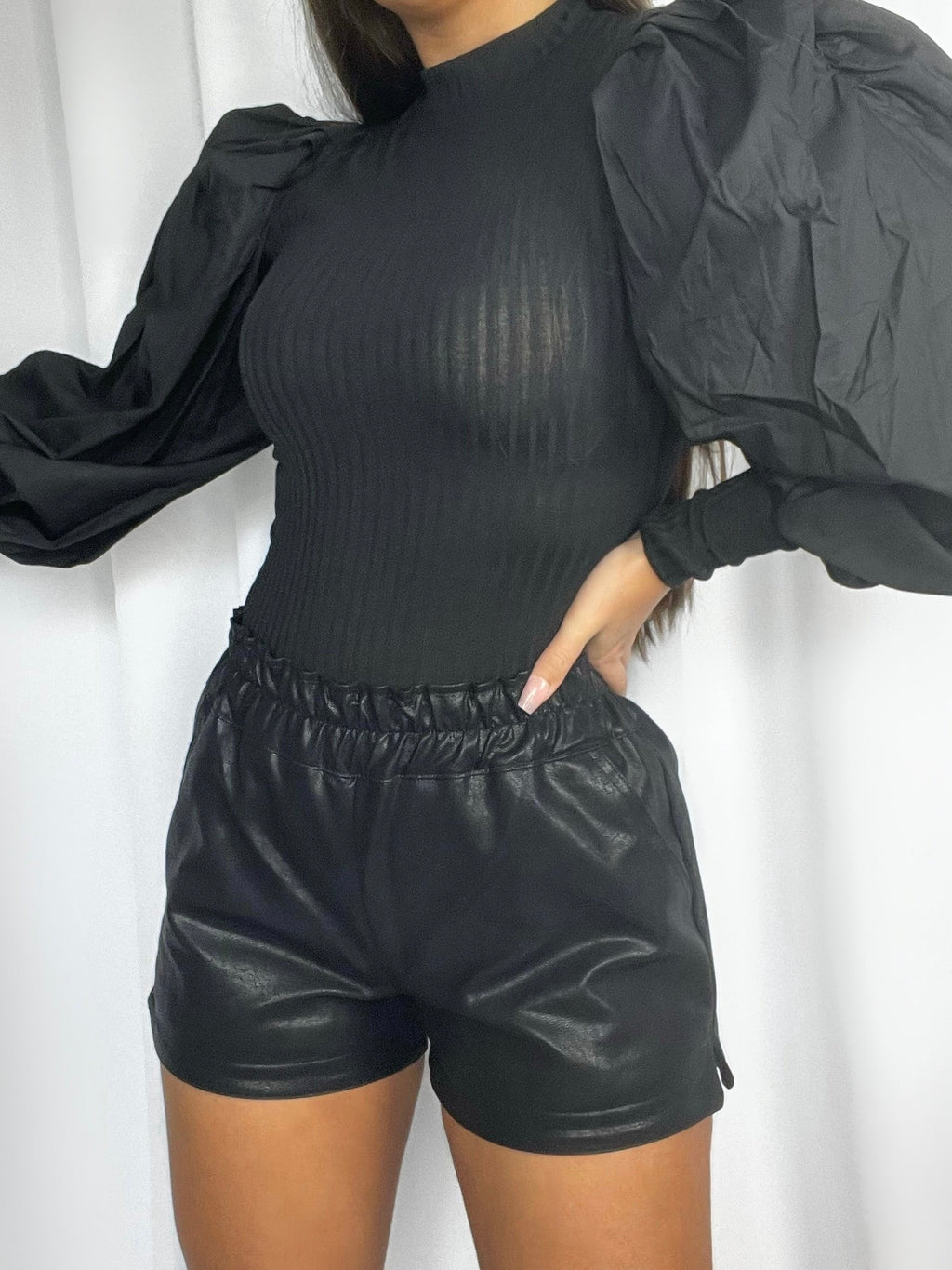 ‘PARIS‘ Faux Leather Shorts