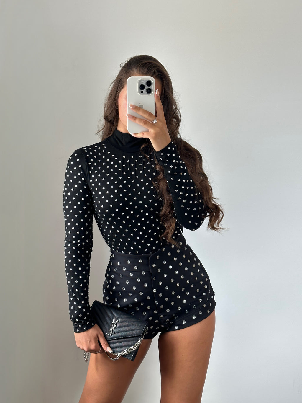 ‘EXPRESSO’ Rhinestone Turtleneck Top