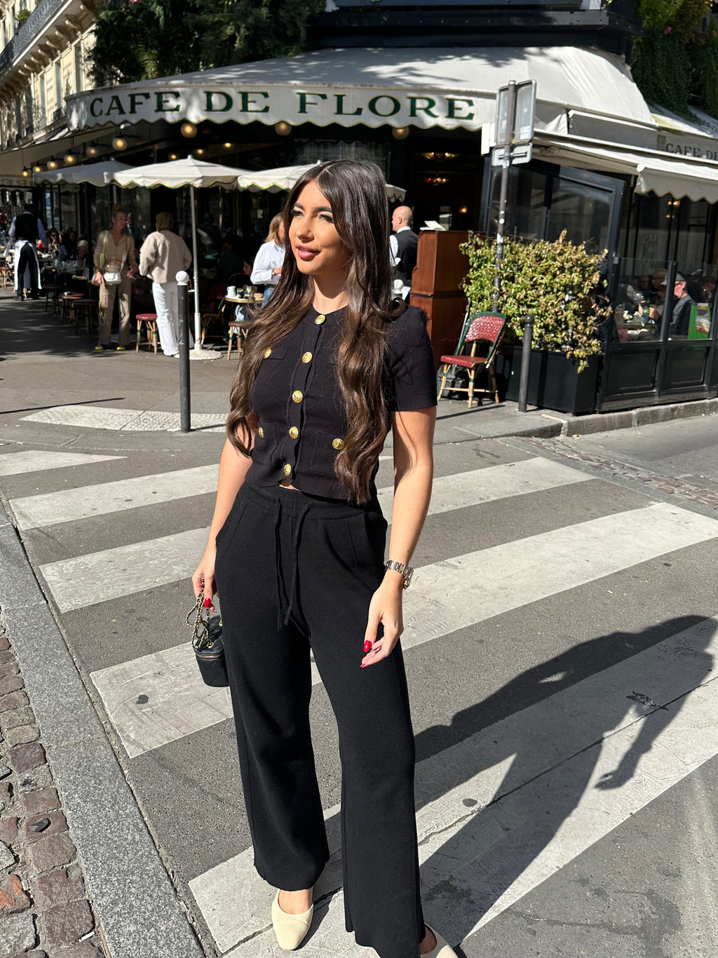 ‘LORO‘ Knitted Straight trousers - Black