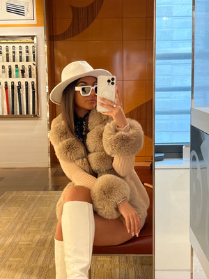 ‘NEW SEASON’ Faux Fur Cardigan - All Nude