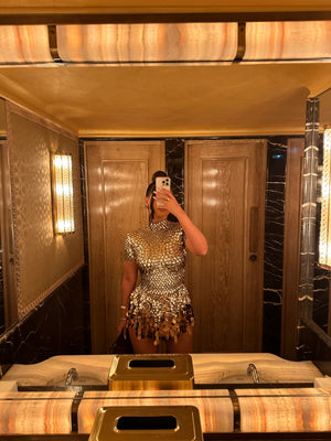 FOR THE FAME' Sequin Dress - Champagne Gold Bella Luxe FOR THE FAME' Sequin Dress - Champagne Gold Bella Luxe