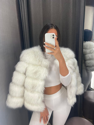 ‘FASHION WEEK’ Faux Fur Coat - Fox Tip White