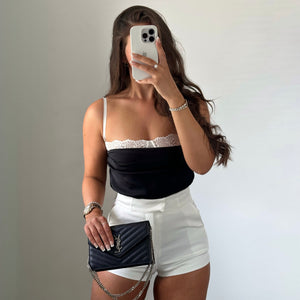 ‘BREE’ Lace Trim Contrast Top