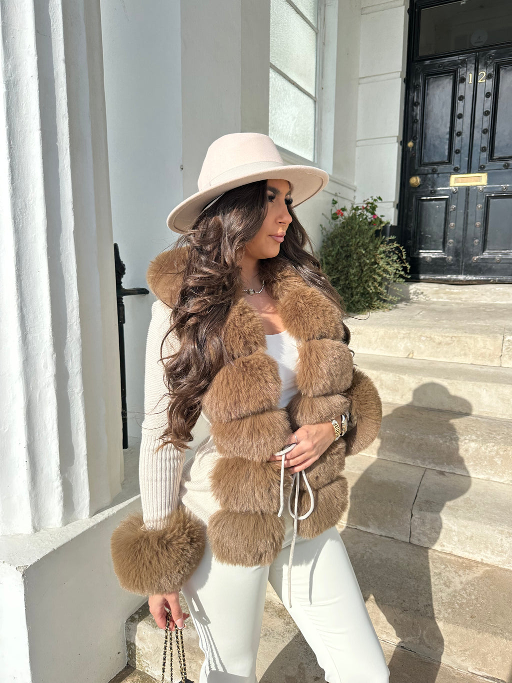 ‘NEW SEASON’ Faux Fur Cardigan - Cream / Coffee