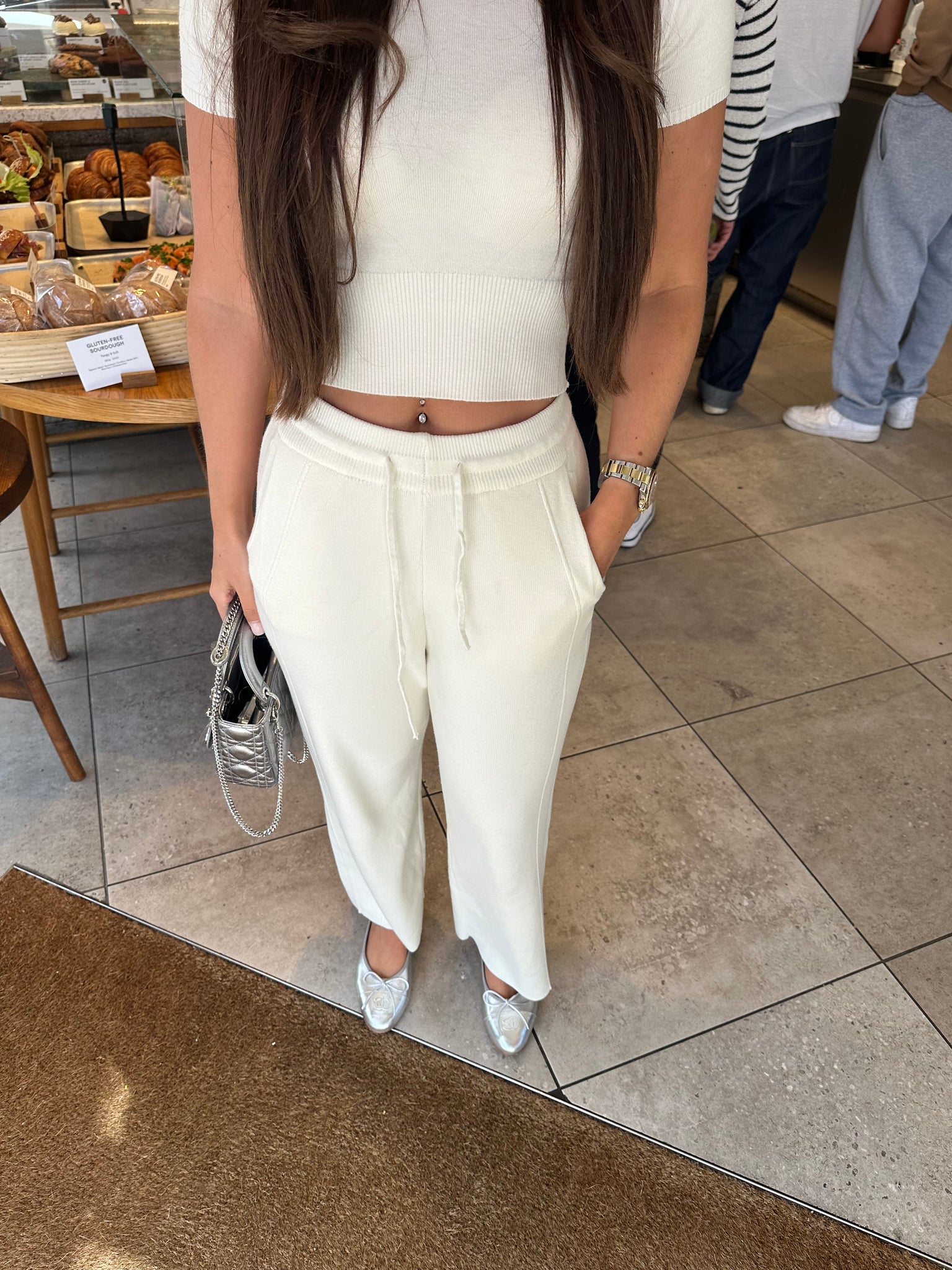 ‘LORO‘ Knitted Straight trousers - Cream