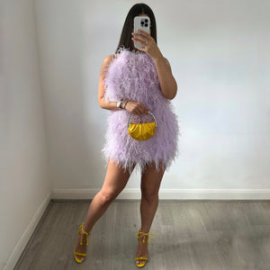 ‘KIM’ Backless Ostrich Feather Dress