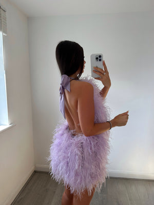 ‘KIM’ Backless Ostrich Feather Dress