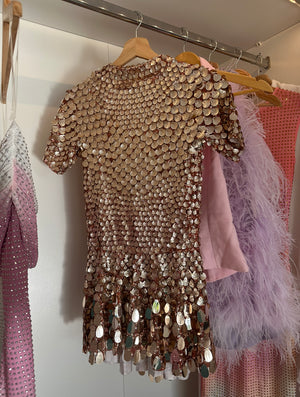 ‘FOR THE FAME’ Sequin Dress - Champagne Gold