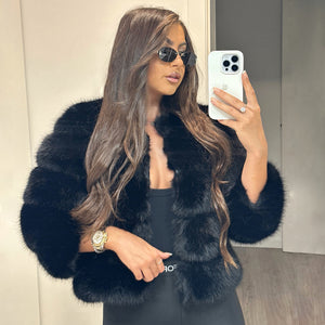 ‘FASHION WEEK’ Faux Fur Coat - Black