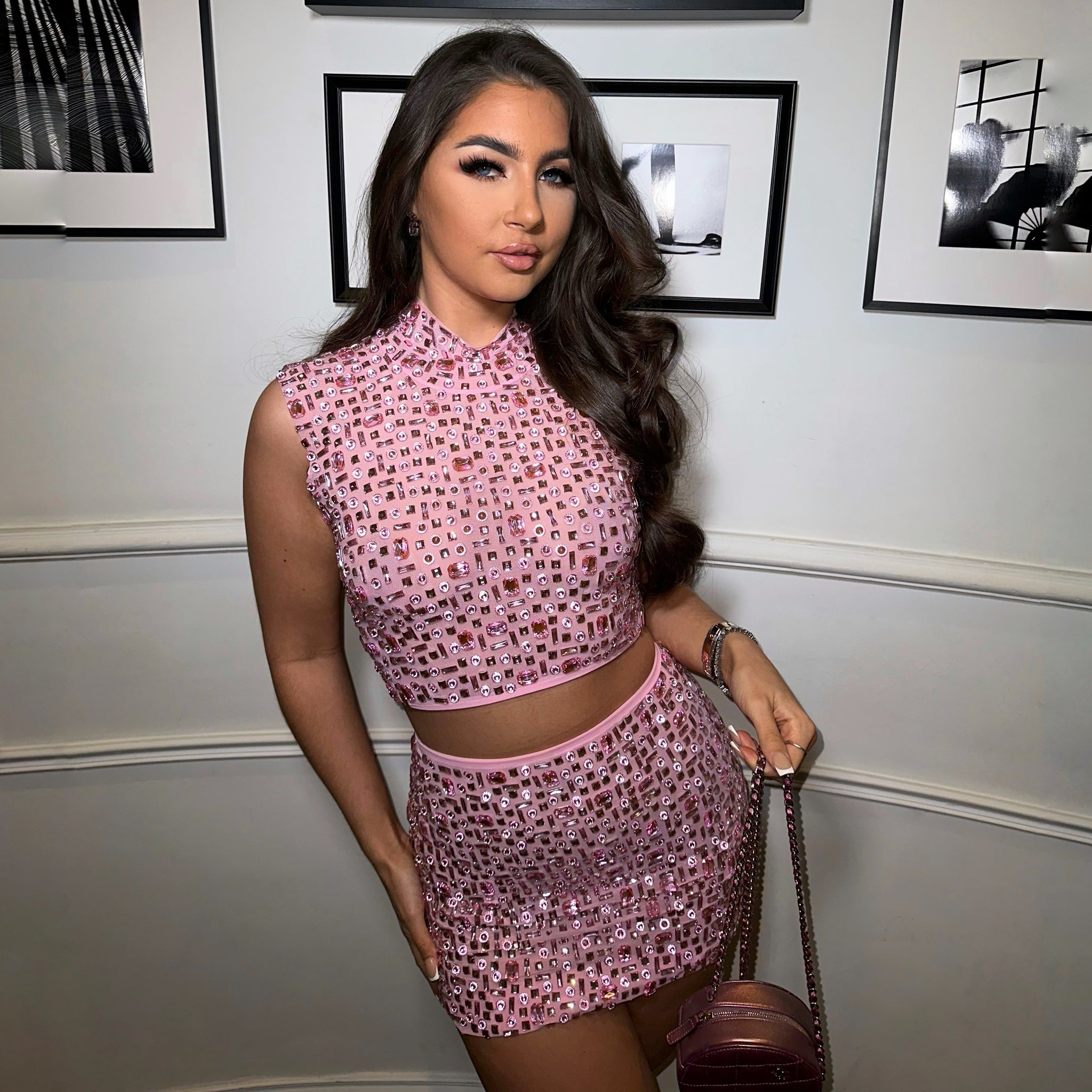 ‘16 WISHES’ Embellished Co Ord - Pink
