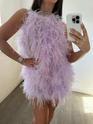 ‘KIM’ Backless Ostrich Feather Dress