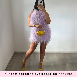 ‘KIM’ Backless Ostrich Feather Dress