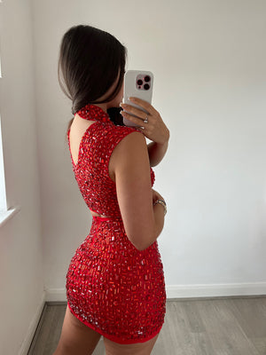‘16 WISHES’ Embellished Co Ord - Red