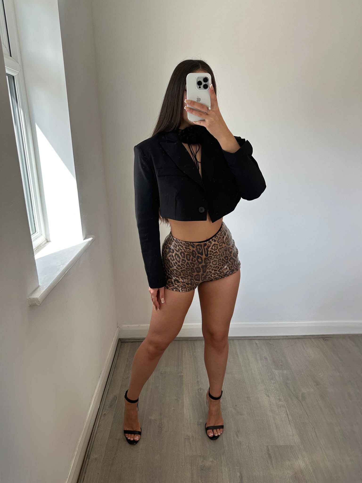 NEW SPOT Sequin Leopard Shorts Bella Luxe