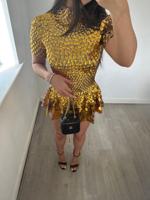 FOR THE FAME' Sequin Dress - Gold Bella Luxe FOR THE FAME' Sequin Dress - Gold Bella Luxe