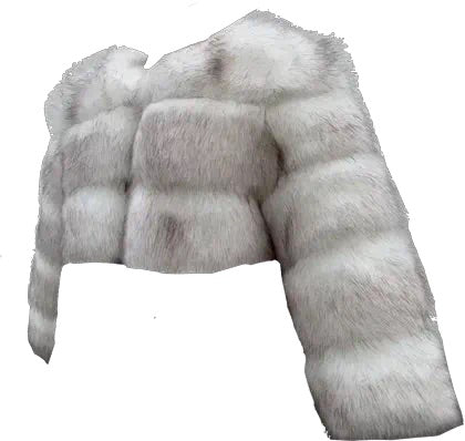 'FRONT ROW' Cropped Faux Fur Coat - Fox Tip White