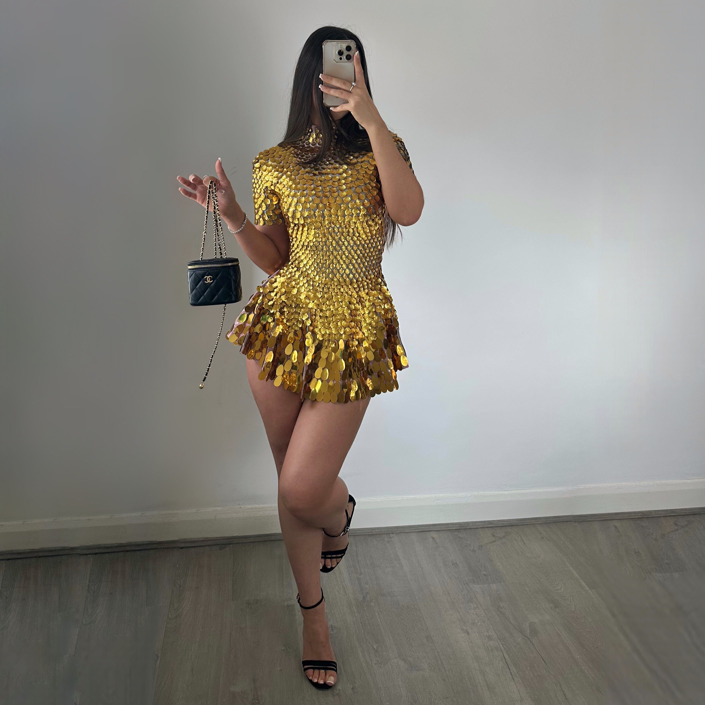 Gold sequin dress uk clearance