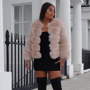 Beige sales shearling coat