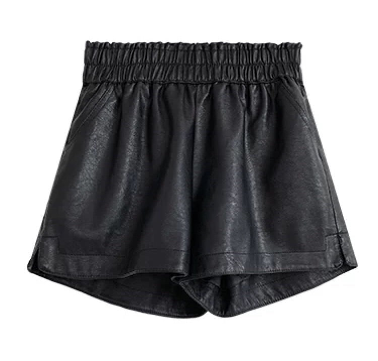‘PARIS‘ Faux Leather Shorts