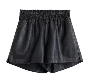 ‘PARIS‘ Faux Leather Shorts