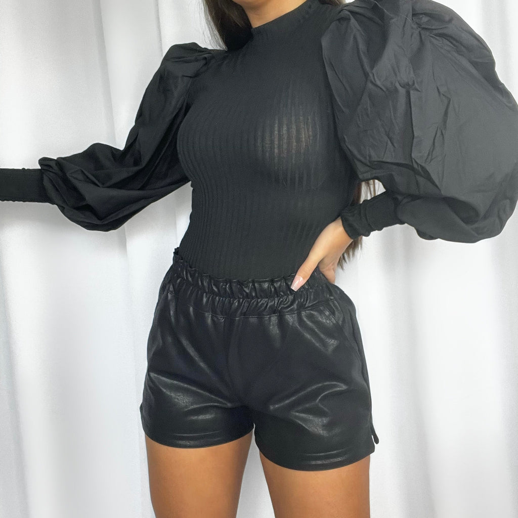 ‘PARIS‘ Faux Leather Shorts