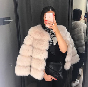 FASHION WEEK Faux Fur Coat Beige Bella Luxe